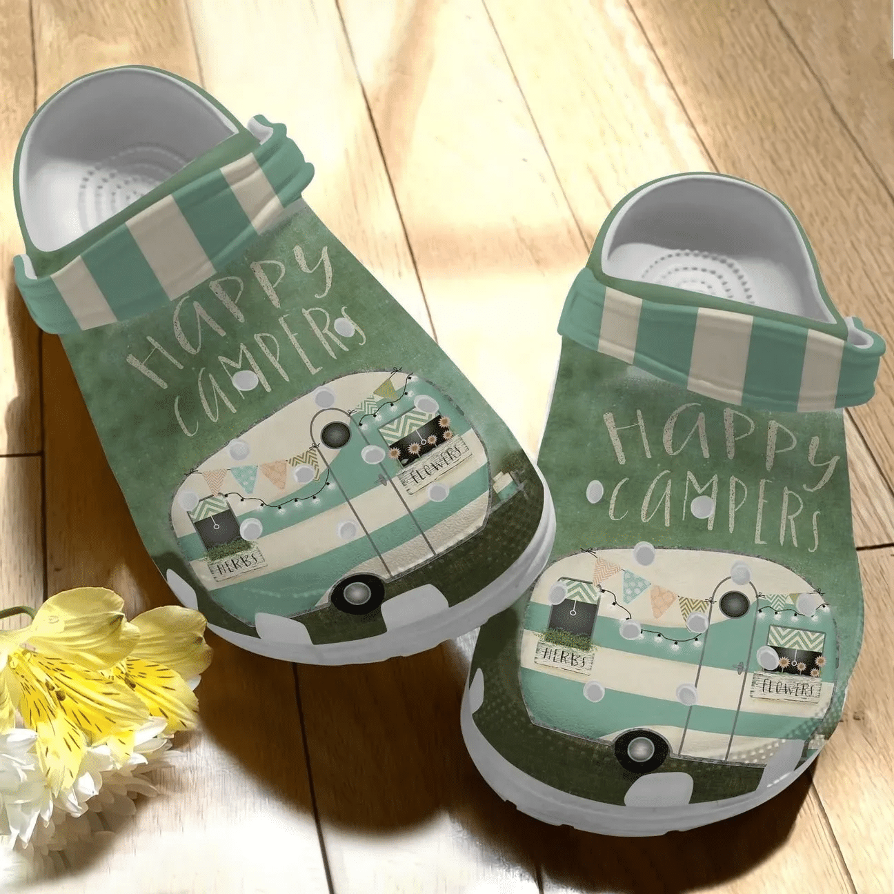 Camping Personalize Clog Custom Crocs Fashionstyle Comfortable For Women Men Kid Print 3D Green Camping