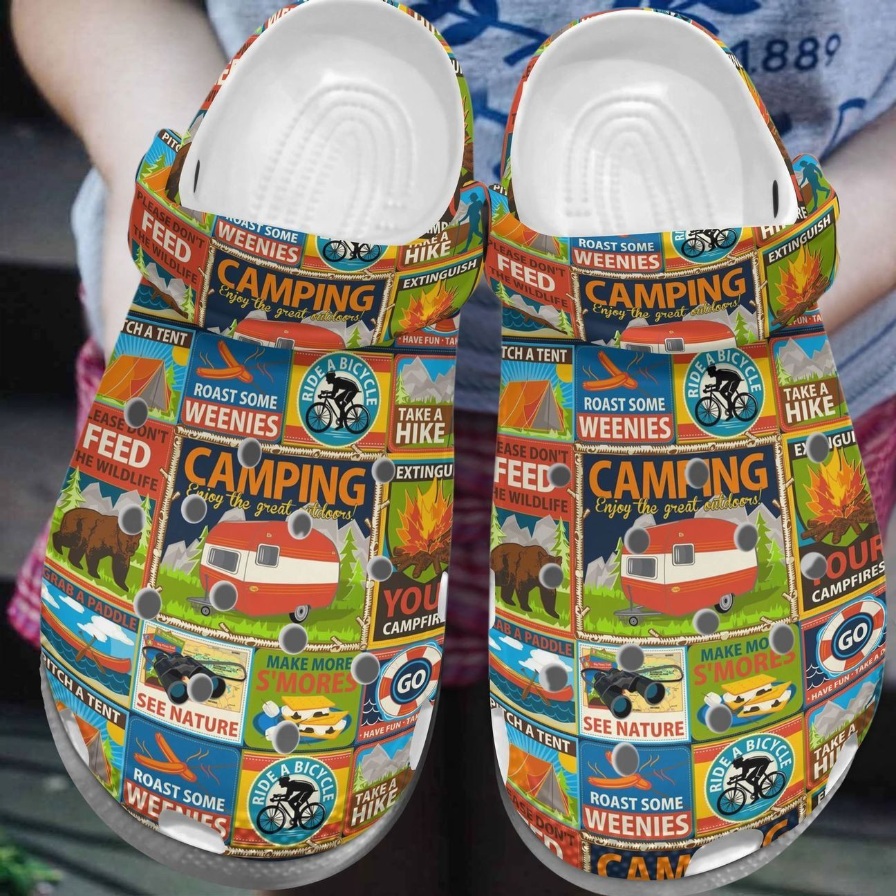 Camping Personalize Clog Custom Crocs Fashionstyle Comfortable For Women Men Kid Print 3D Whitesole Enjoy The Great Outdoors