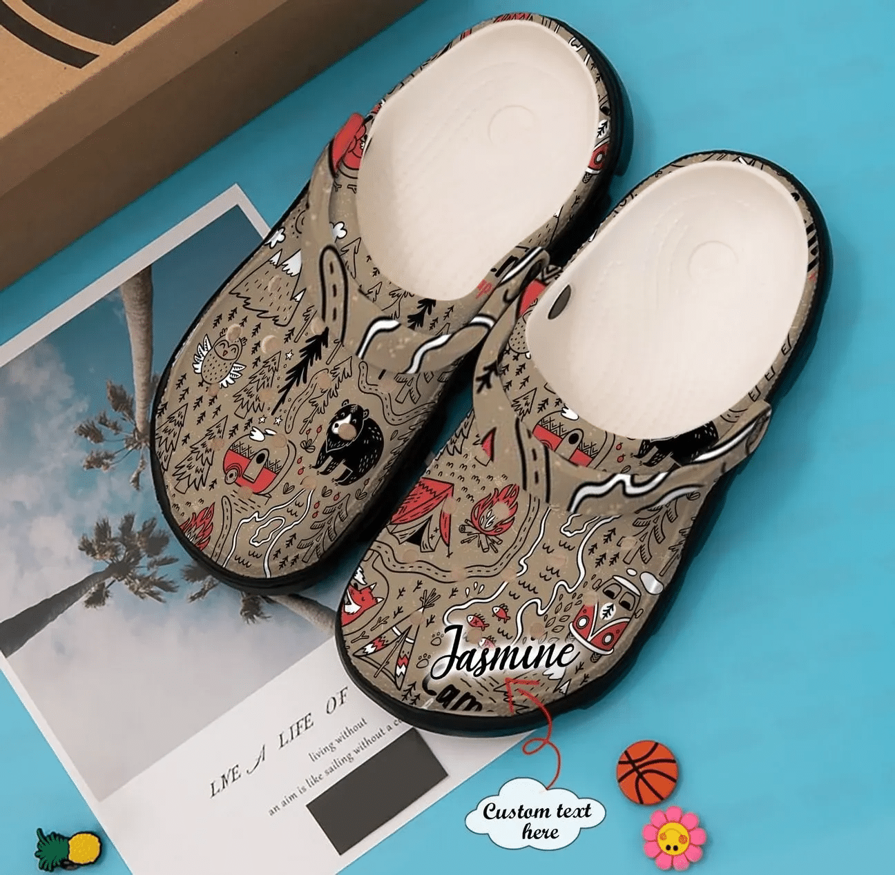 Camping Personalized Clog Custom Crocs Comfortablefashion Style Comfortable For Women Men Kid Print 3D Camping Happy Map