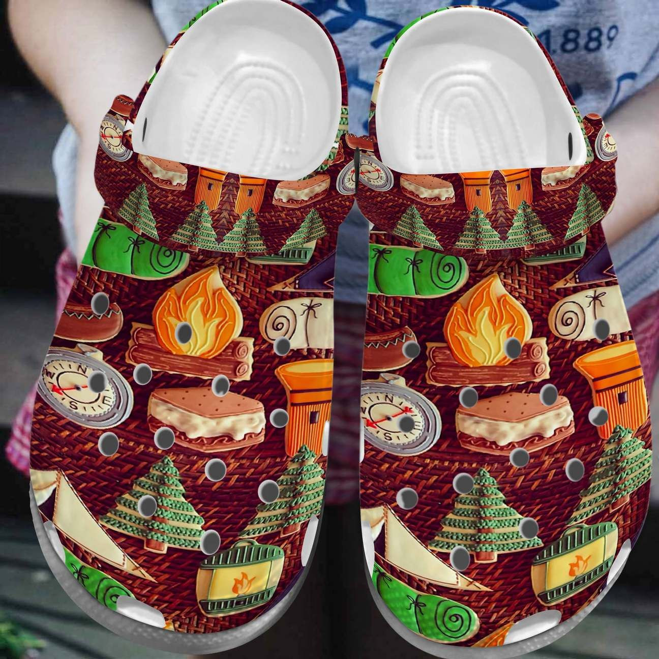 Camping Personalized Clog Custom Crocs Comfortablefashion Style Comfortable For Women Men Kid Print 3D Camping Lucky Charm