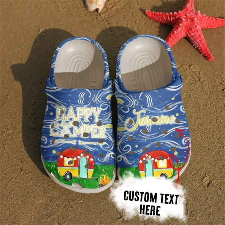 Camping Personalized Happy Camper At Night Crocs Crocband Clog Comfortable For Mens Womens Classic Clog Water Shoes