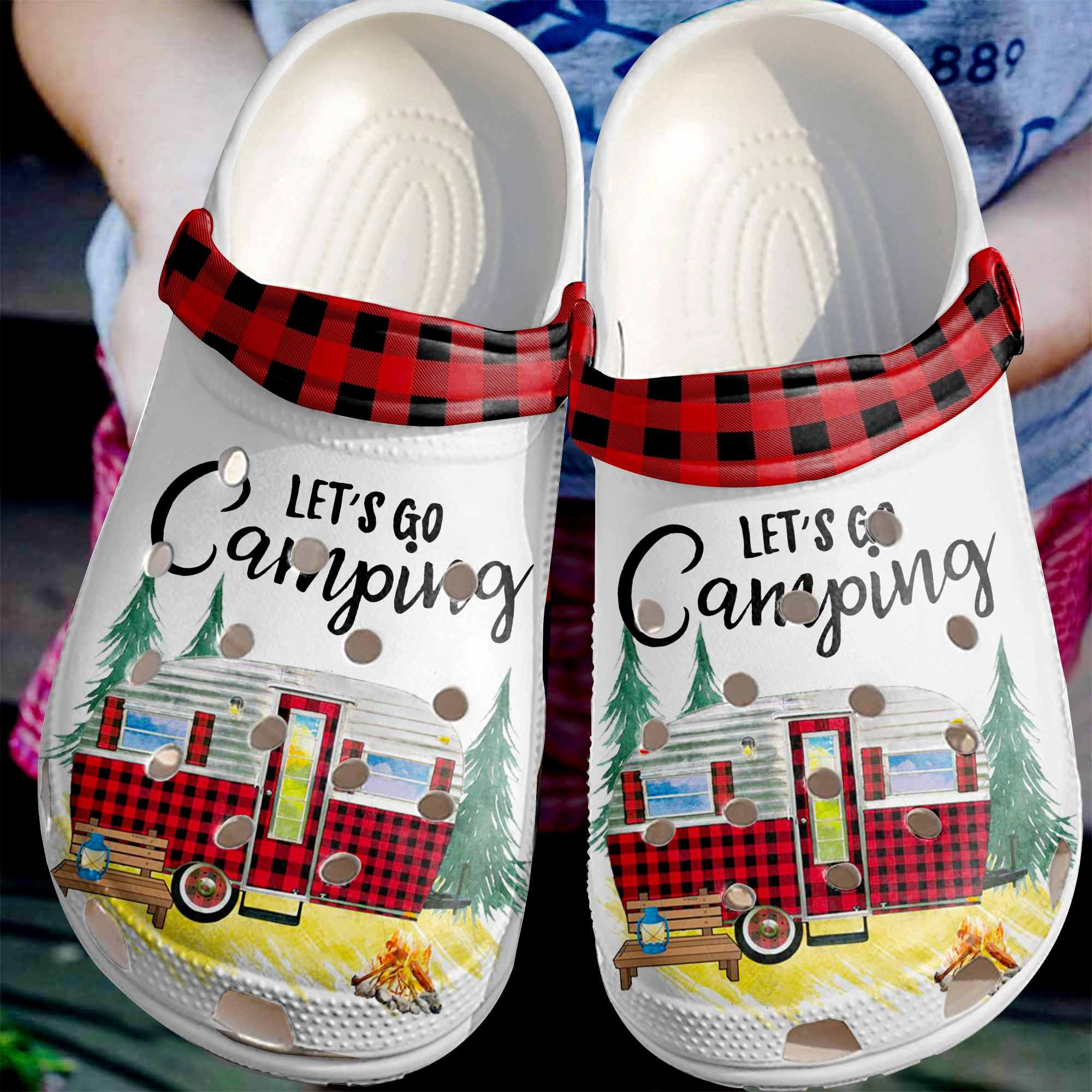 Camping Red Gingham Shoes Clog Lets Go Camping Crocs Crocbland Clog