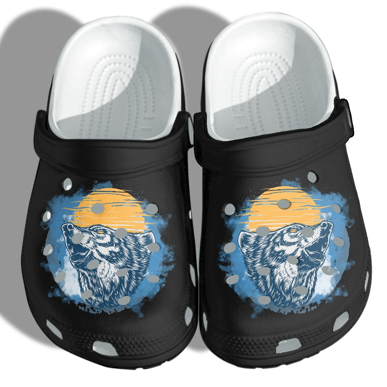 Camping The Wolf And Moon Shoes Crocs – Wolf Lover Clog Gifts For Son Husband
