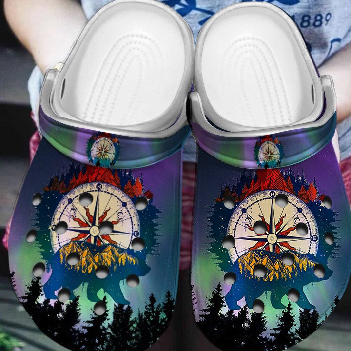 Camping With Compass Bear Shoes Crocs Clogs Birthday Holiday Gifts