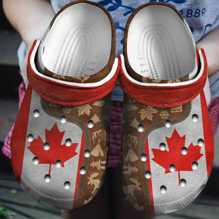 Canada Flag And Symbols Zipper Crocs Classic Clogs Shoes