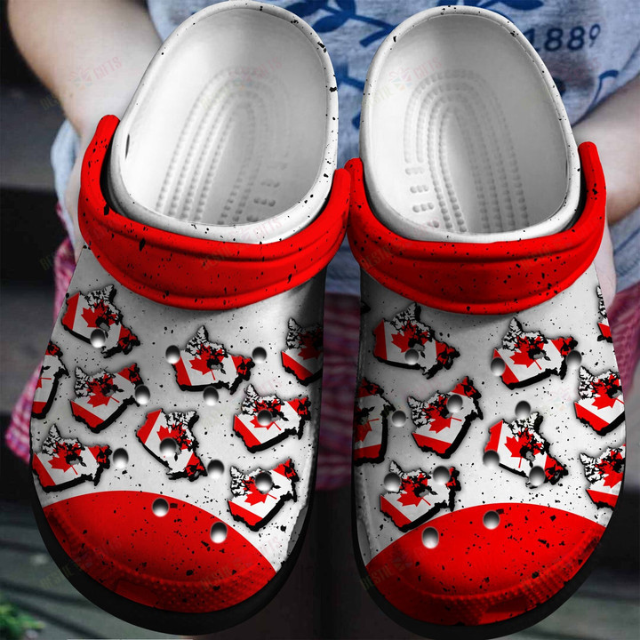 Canada Flag In Map Crocs Classic Clogs Shoes