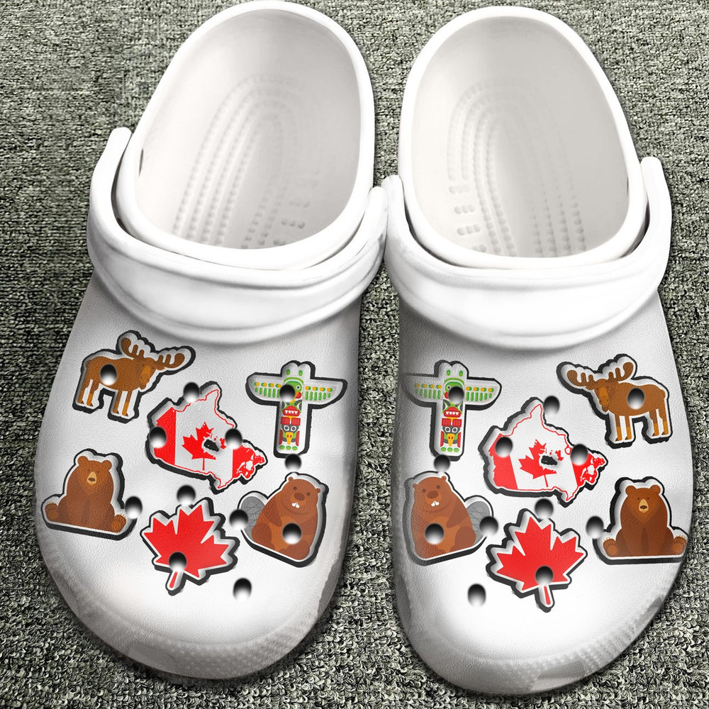 Canada With Symbols For Men And Women Gift For Fan Classic Water Rubber Crocs Clog Shoes Comfy Footwear