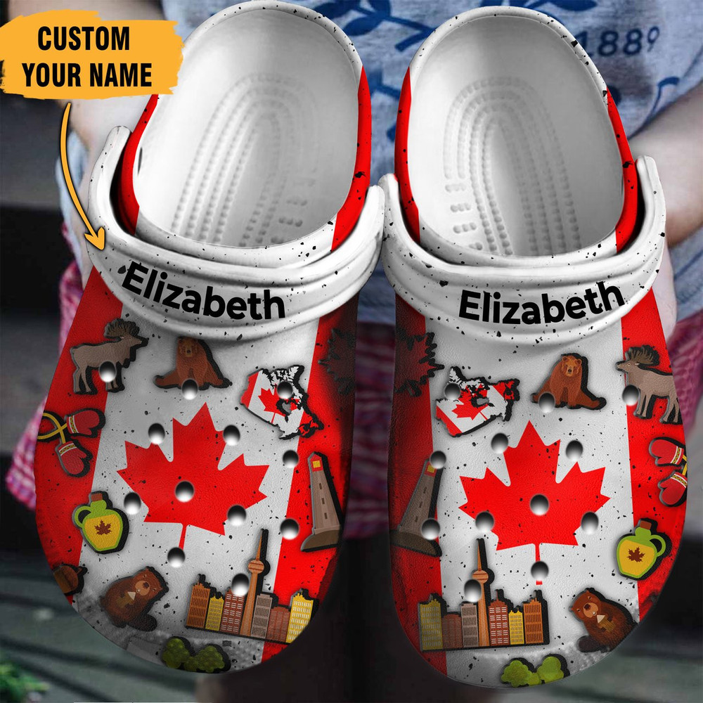 Canadian Flag Symbols Gift For Fan Classic Water Rubber Crocs Clog Shoes Comfy Footwear