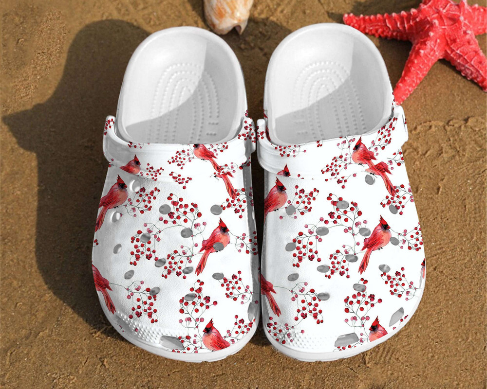 Cardinal Birds Pattern Rubber Crocs Clog Shoes Comfy Footwear