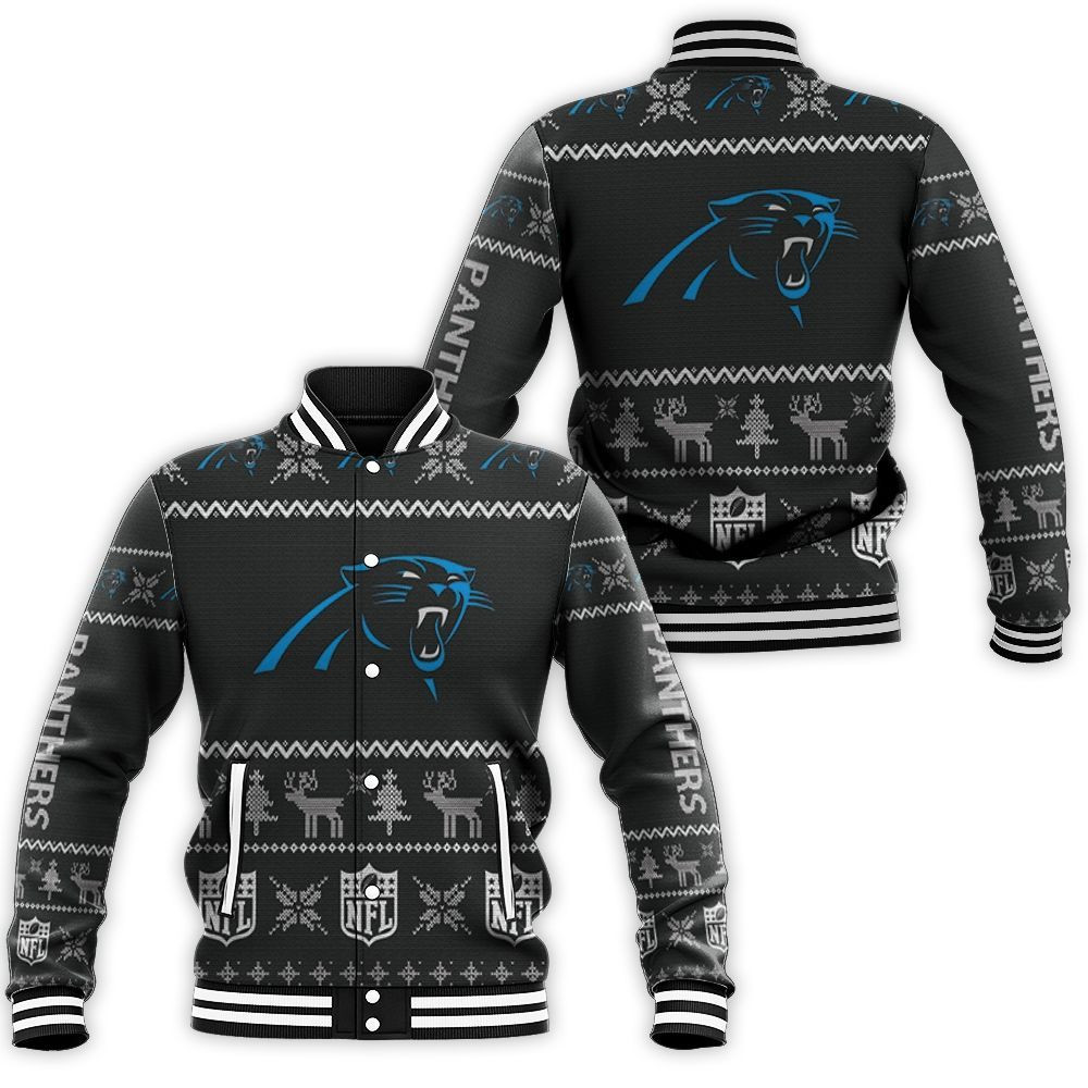 Carolina Panthers Nfl Christmas 3d Baseball Jacket for Men Women