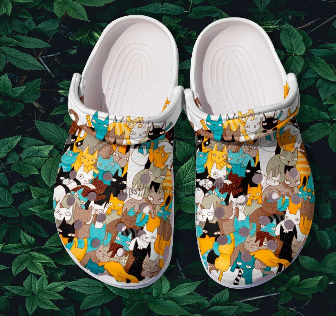 Cat Chibi Funny Crocs Shoes Gift Women- Cat Pattern Cartoon Shoes Croc Clogs