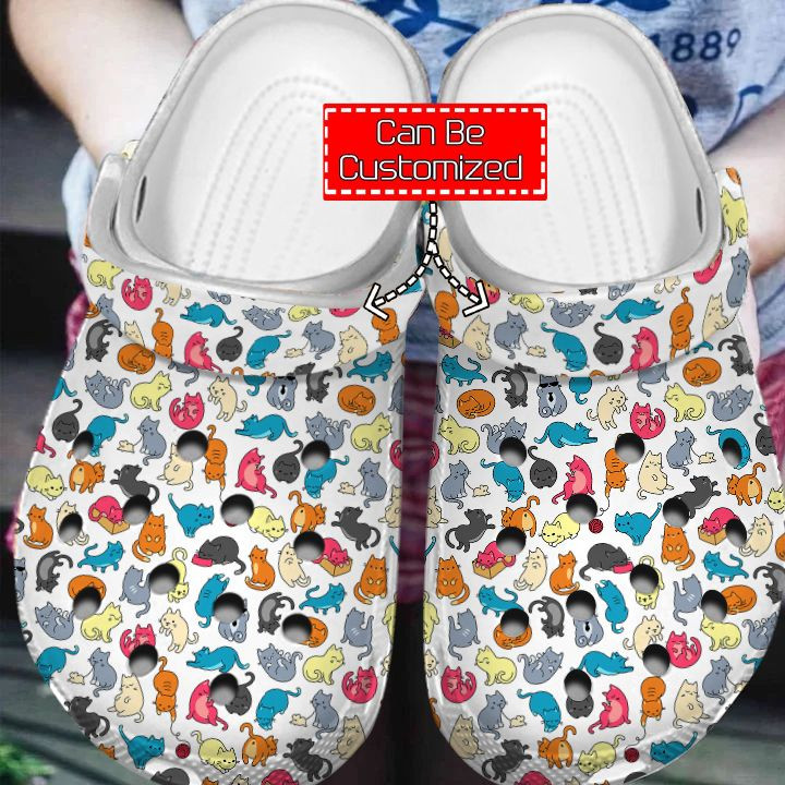 Cat Crocs - Personalized Cute Cat Pattern Clog Shoes For Men And Women