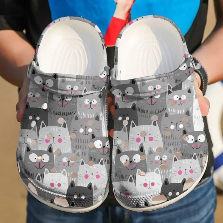 Cat Cute Gift For Lover Rubber Crocs Clog Shoes Comfy Footwear