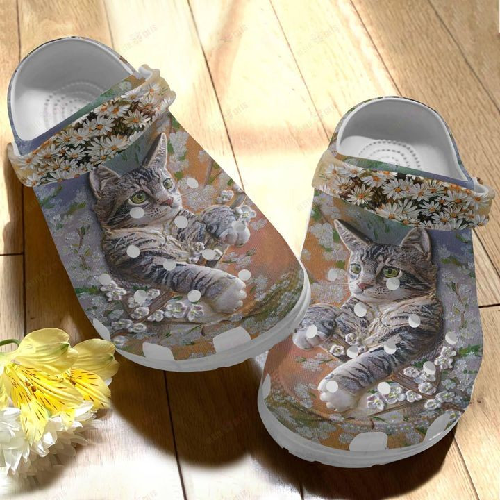 Cat Floral Cute Cat Crocs Classic Clogs Shoes