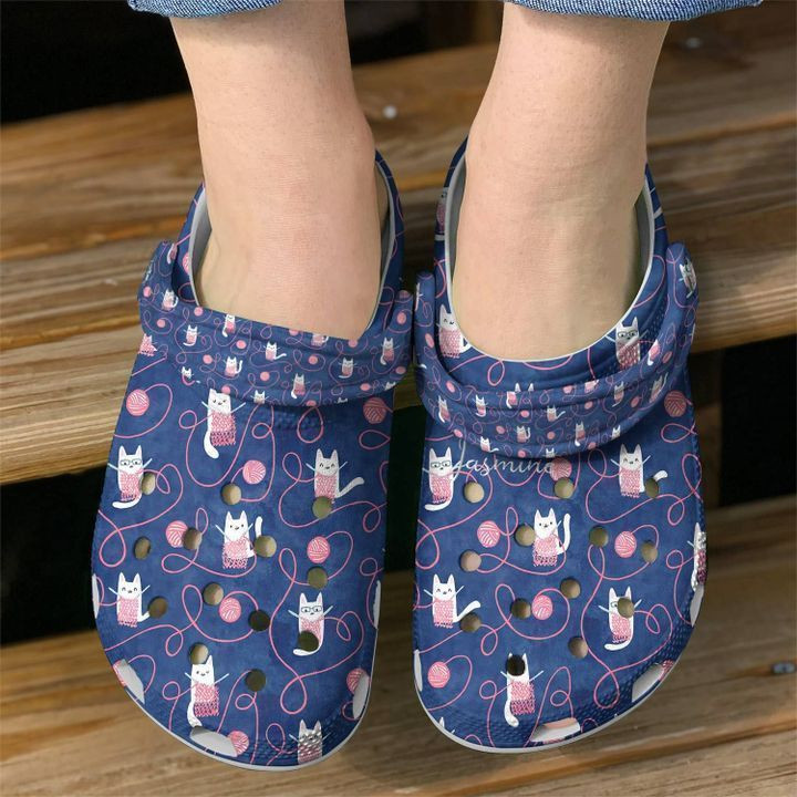 Cat Kitty Knitting Crocs Classic Clogs Shoes