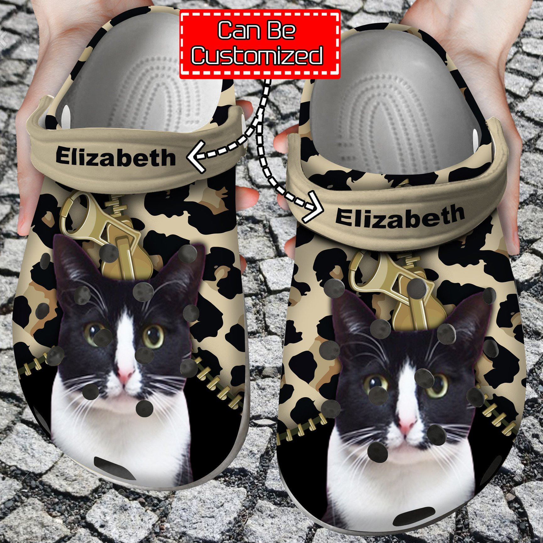 Cat Lovers Personalized Clogs Shoes With Leopard Pattern Cat Crocs