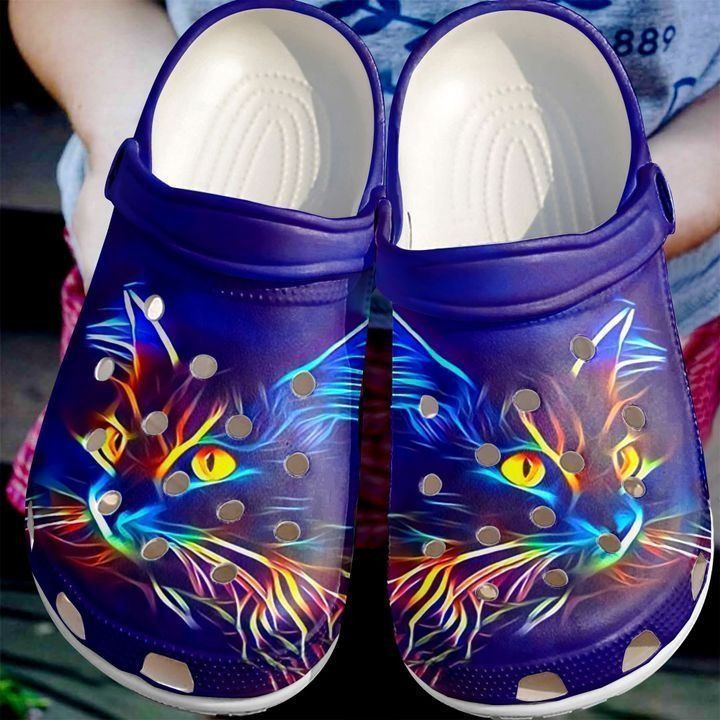 Cat Neon Crocs Classic Clogs Shoes