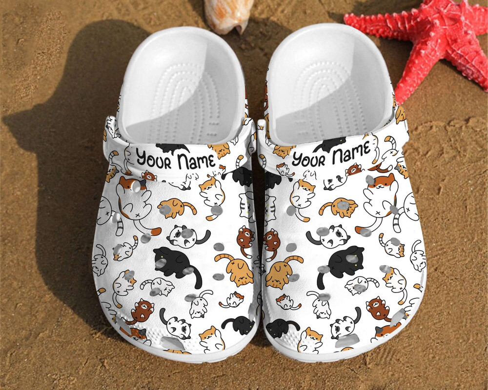 Cat Pattern Gift For Lovers Classic Water Rubber Crocs Clog Shoes Comfy Footwear