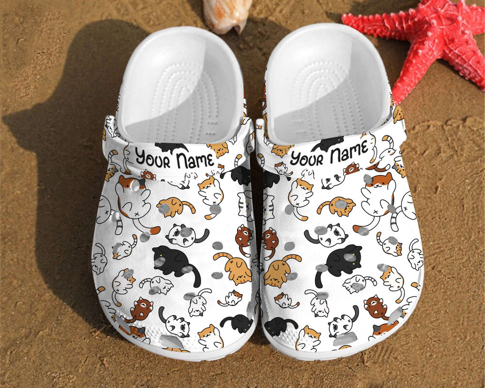 Cat Pattern Gift For Lovers Comfortable Summer Rubber Crocs Clog Shoes Comfy Footwear