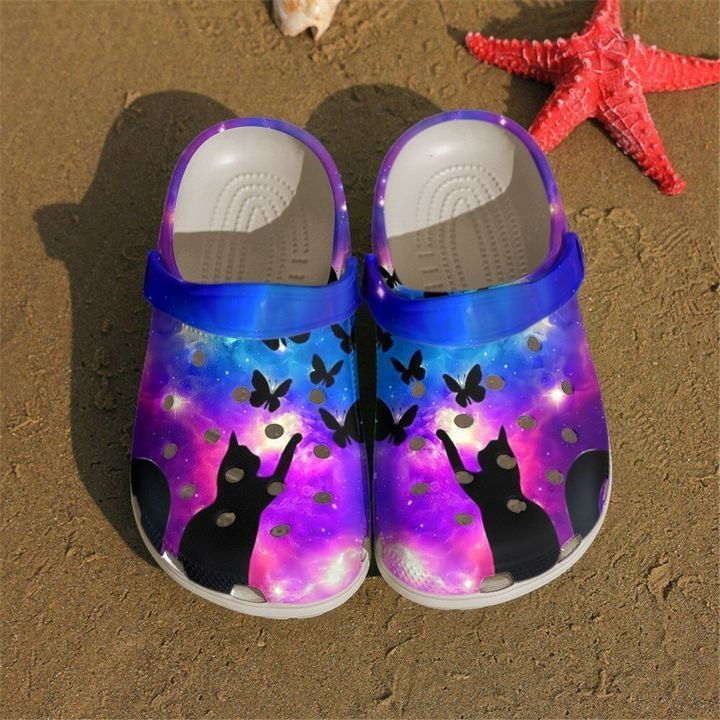 Cat Purple Butterfly Crocs Clog Shoes