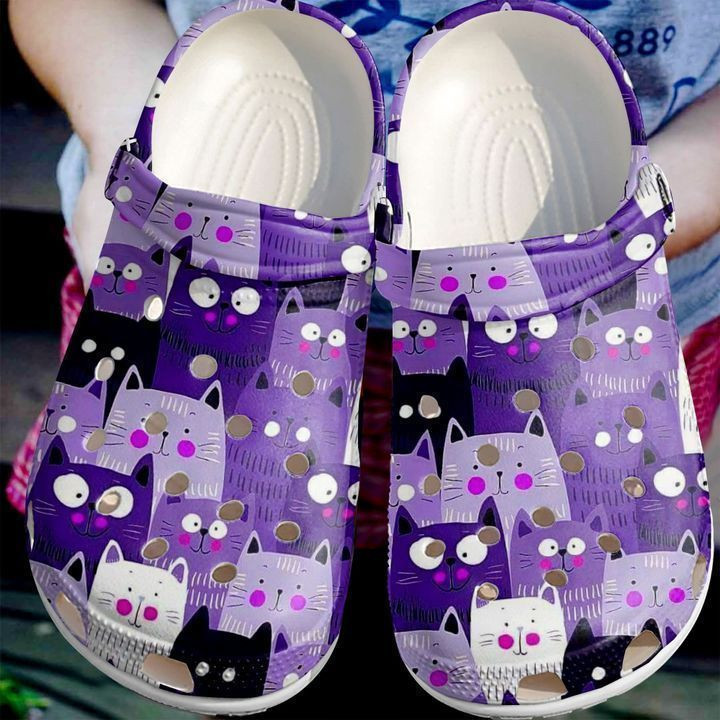 Cat Purple Crocs Classic Clogs Shoes
