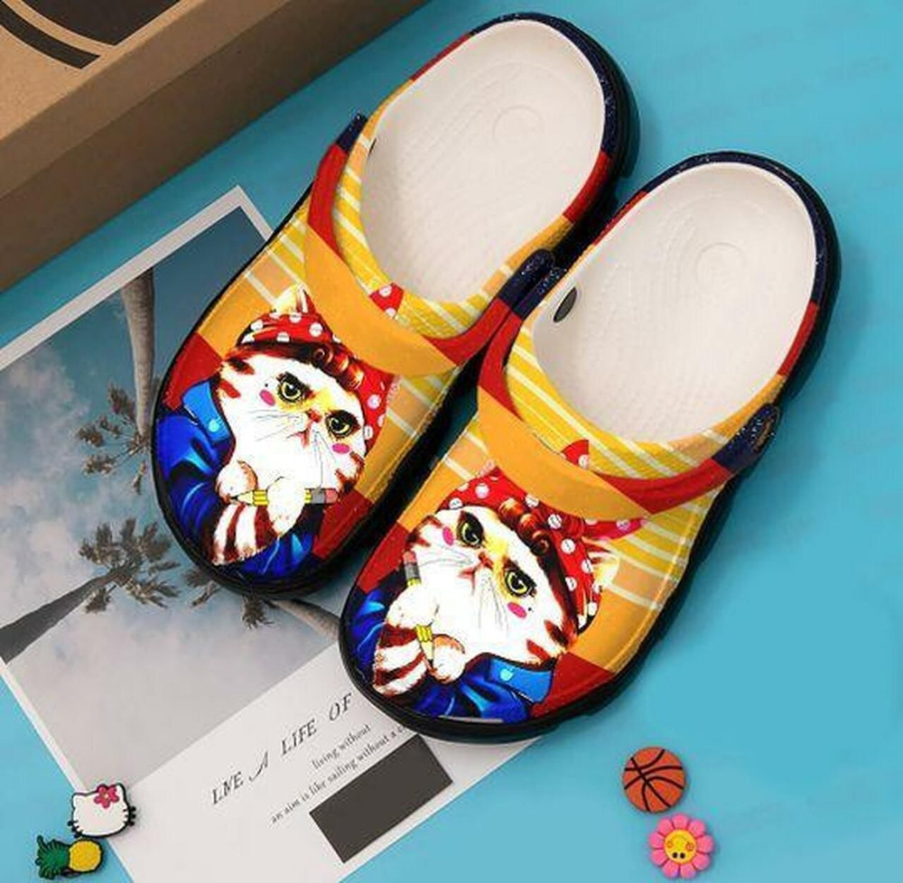 Cat Teacher Gift For Lover Rubber Crocs Clog Shoes Comfy Footwear