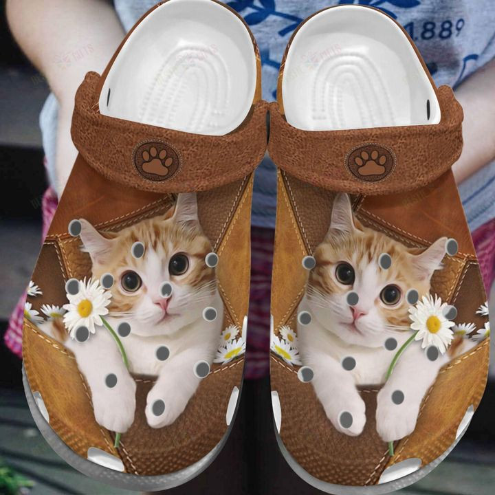 Cat White Sole Daisy Cat Crocs Classic Clogs Shoes