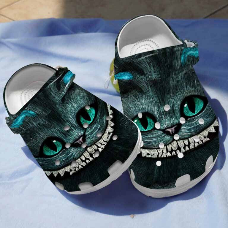 Cat With Creepy Smiling Clogs Crocs Shoes Gifts For Halloween Birthday