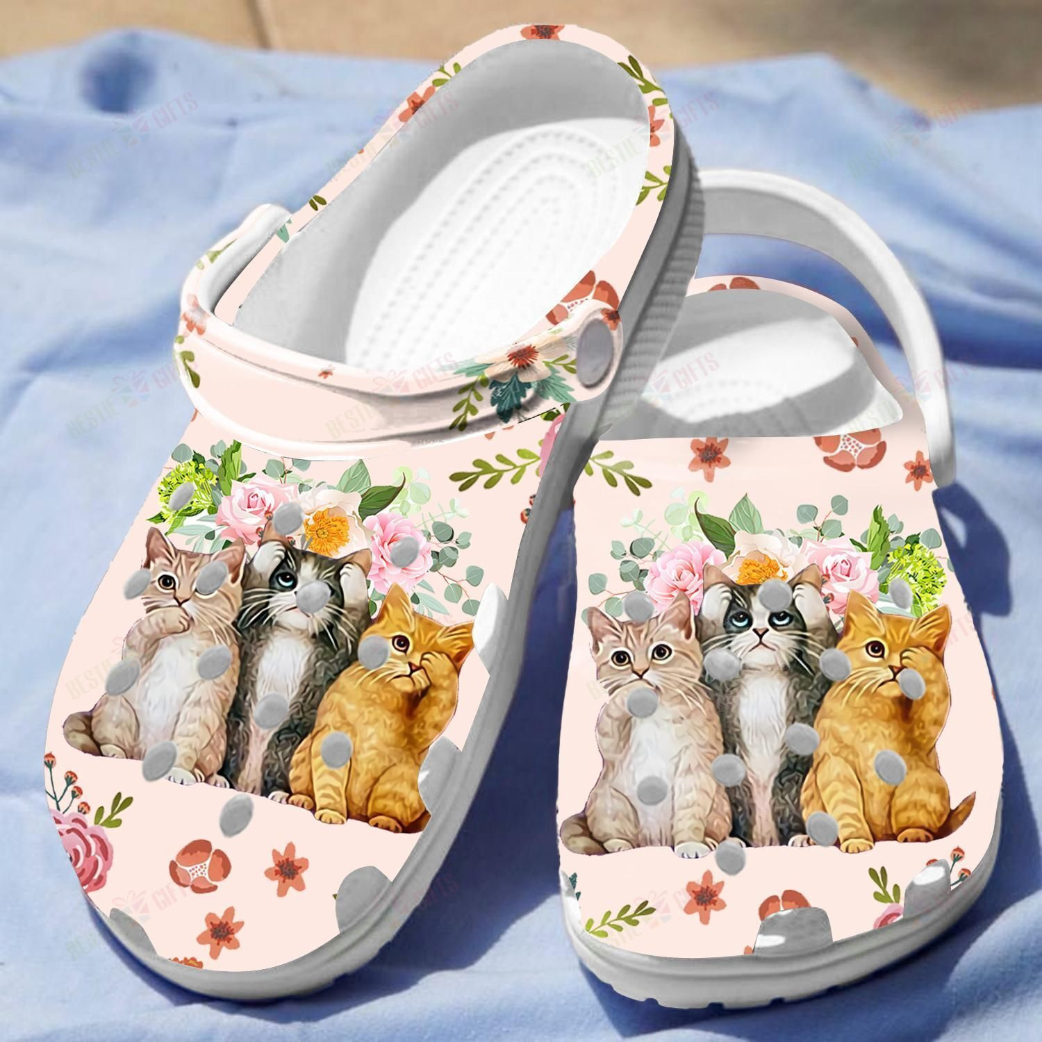 Cats Flower Crocs Classic Clogs Shoes