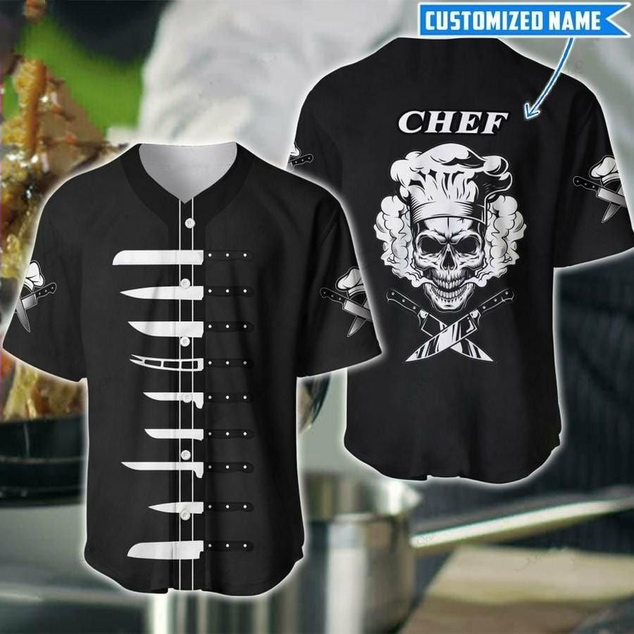 Chef Skull Custom Name Baseball Jersey