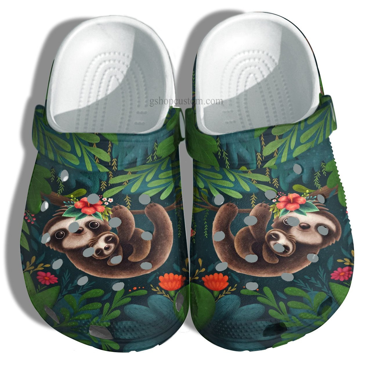 Chibi Sloth Mom Crocs Shoes - Baby Sloth Mom First Mother Day Shoes Croc Clogs Jungle Camping Gift