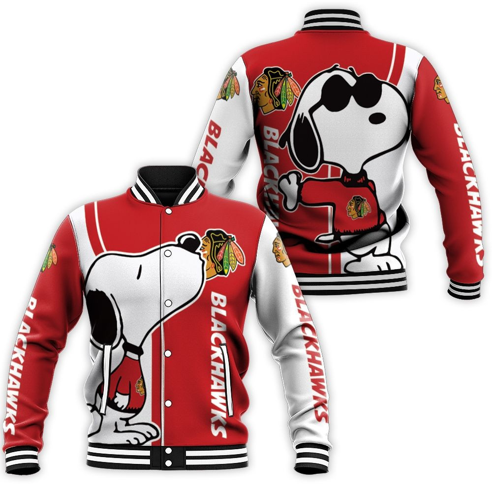 Chicago Blackhawks Snoopy Lover 3d Printed Baseball Jacket for Men Women