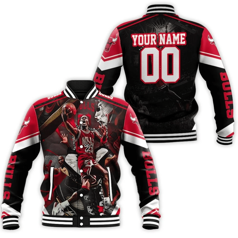 Chicago Bulls Michael Jordan Legendary Slam Dunk Personalized Baseball Jacket for Men Women