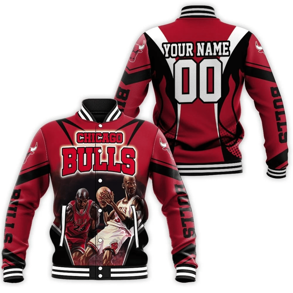 Chicago Bulls Michael Jordan Legends Red Black Personalized Baseball Jacket for Men Women