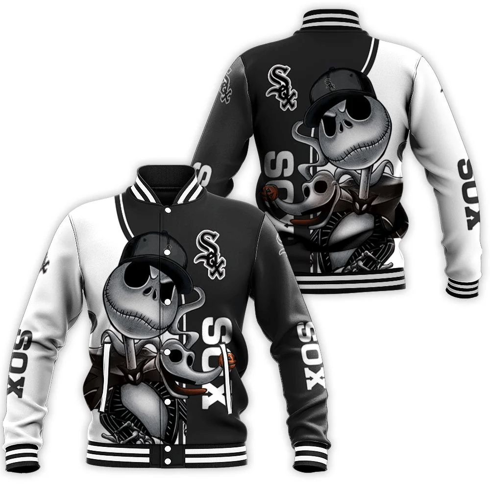 Chicago White Sox Jack Skellington And Zero Baseball Jacket for Men Women