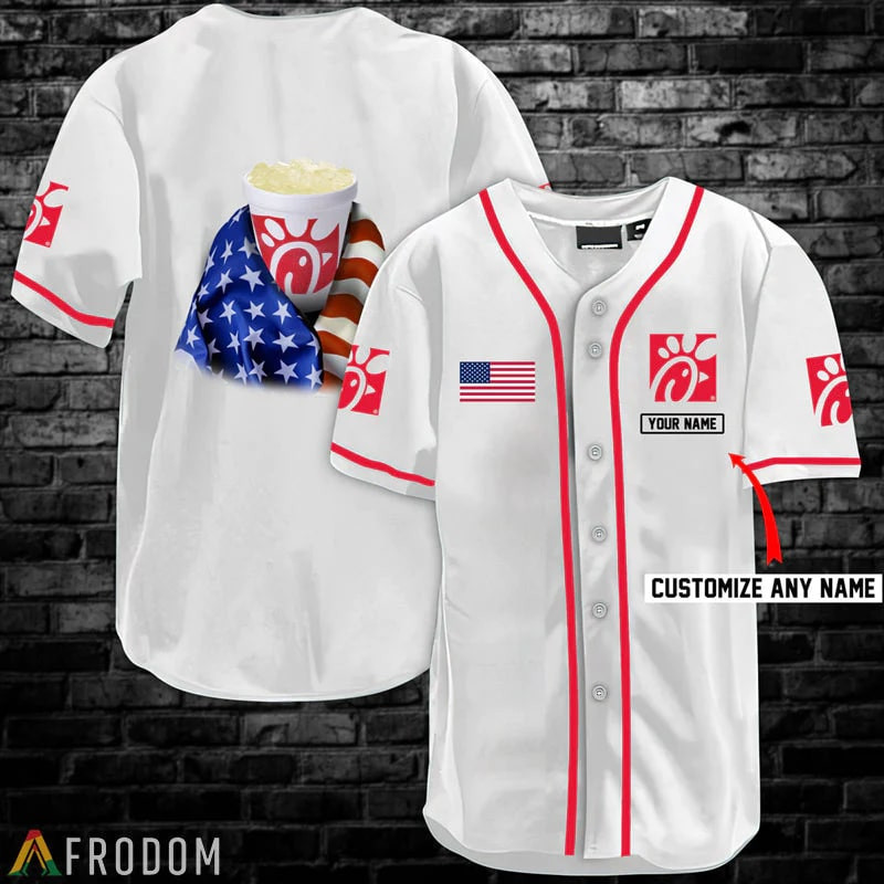 Chick-fil-a US Flag Custom Name Baseball Jersey