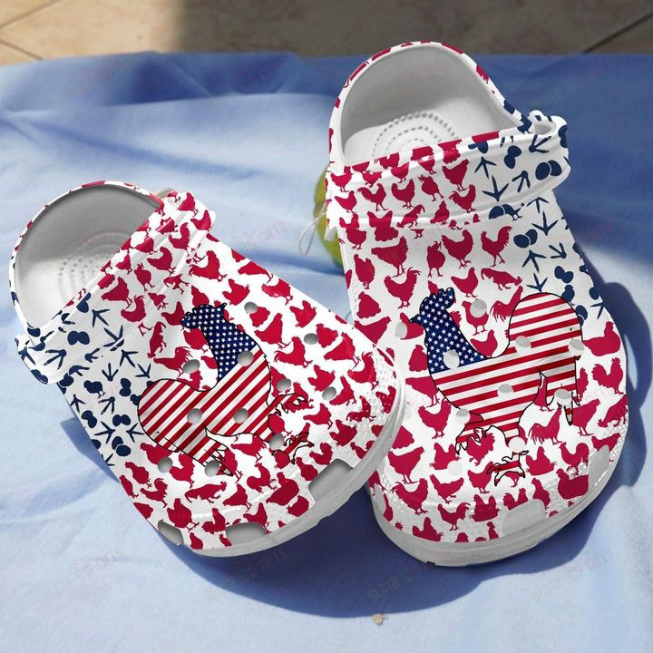 Chicken American Flag Crocs Classic Clogs Shoes