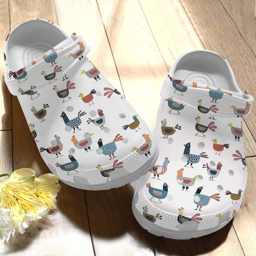 Chicken Art Funny 16 Gift For Lover Rubber Crocs Clog Shoes Comfy Footwear