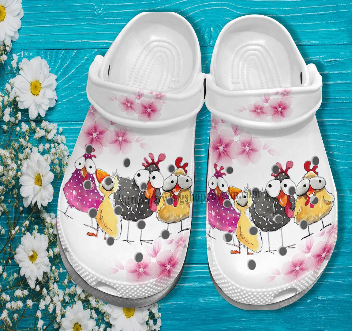 Chicken Funny Cherry Flower Crocs Shoes Gift Women Mother Day- Chicken Farm Girl Cute Shoes Croc Clogs