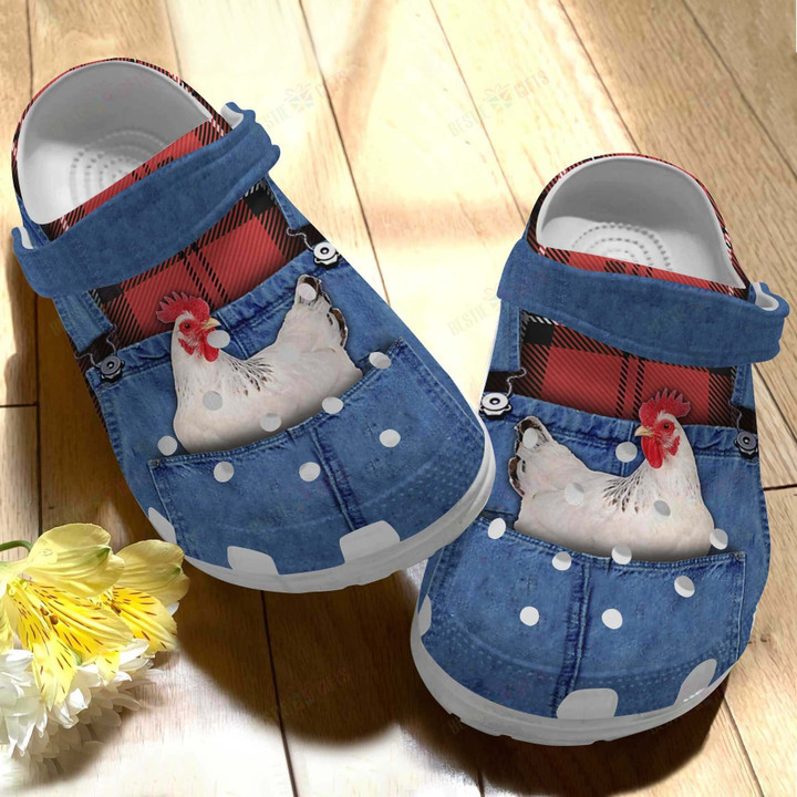 Chicken In Jean White Chicken Crocs Classic Clogs Shoes