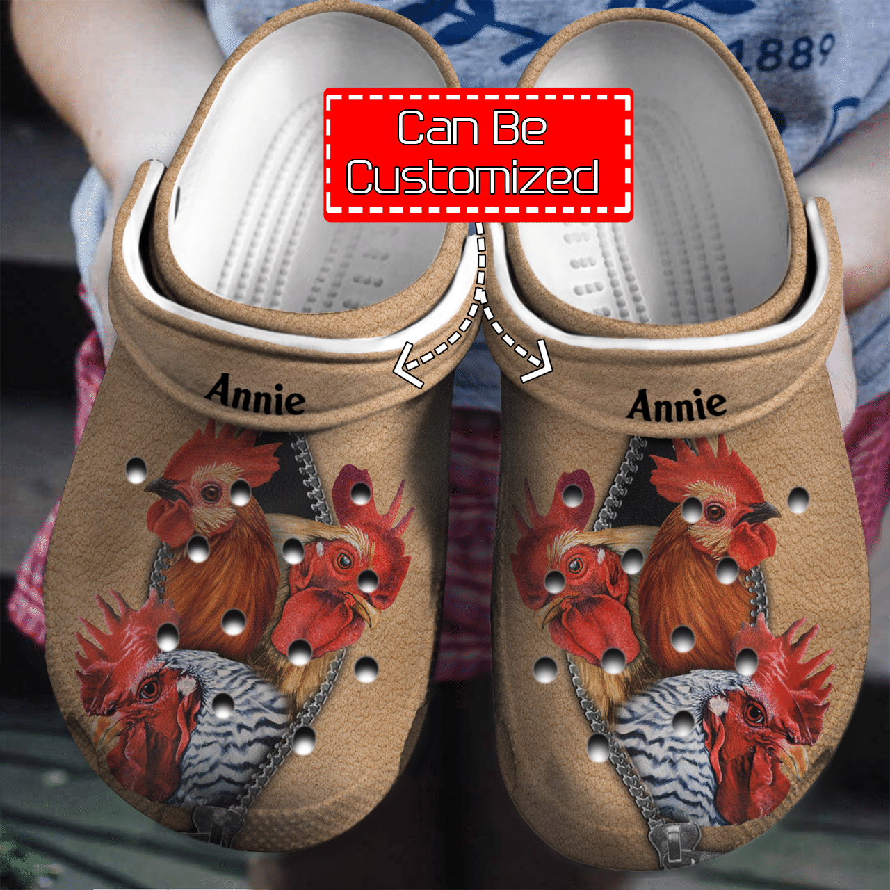 Chicken On Zipper Personalized Clogs Shoes Animal Crocs