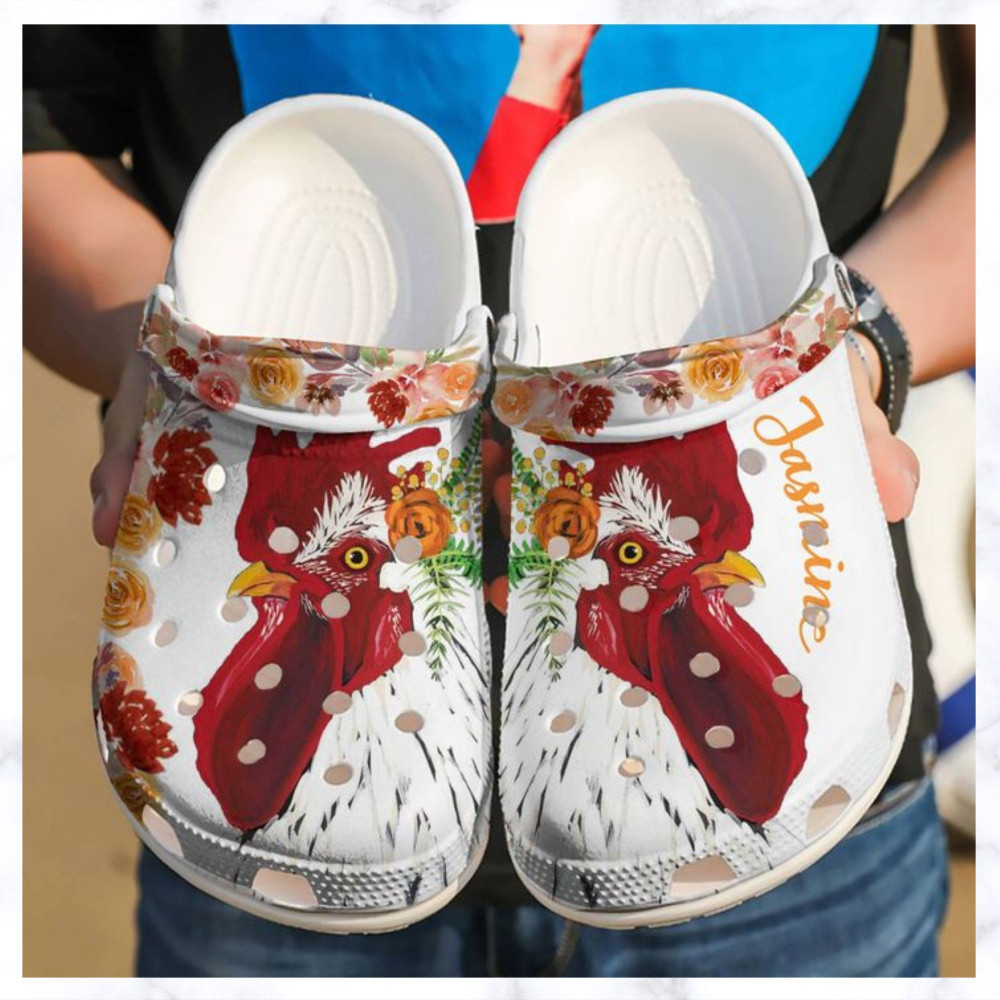 Chicken Personalized Floral Gift For Lover Rubber Crocs Clog Shoes Comfy Footwear