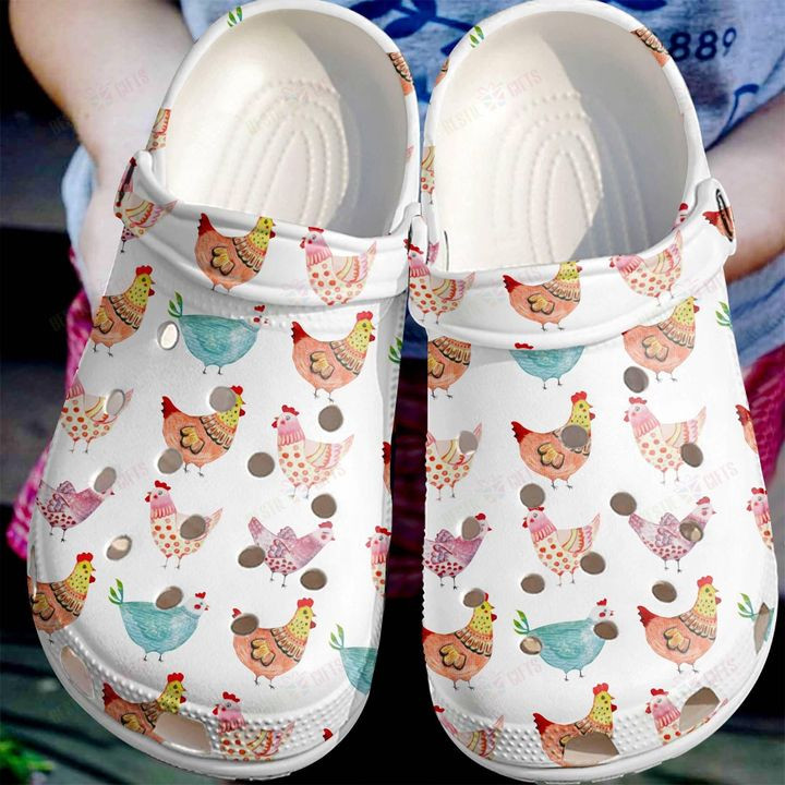 Chicken White Sole Chicken Artwork Crocs Classic Clogs Shoes