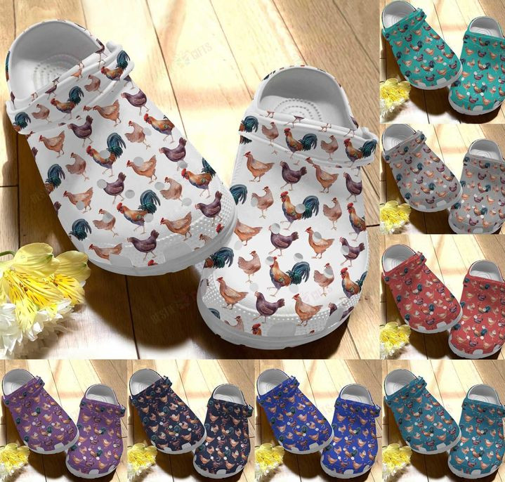 Chicken White Sole Chicken Pattern 3 Crocs Classic Clogs Shoes