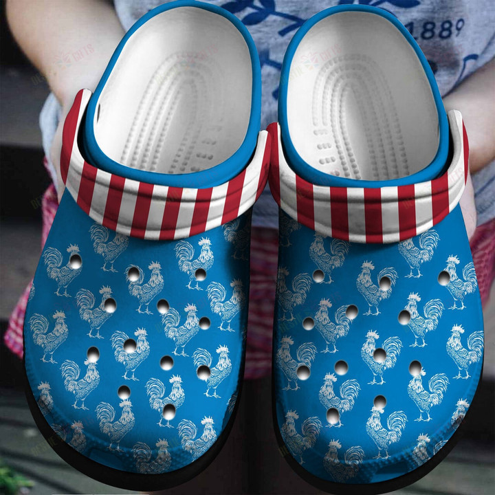 Chicken With American Flag Crocs Classic Clogs Shoes