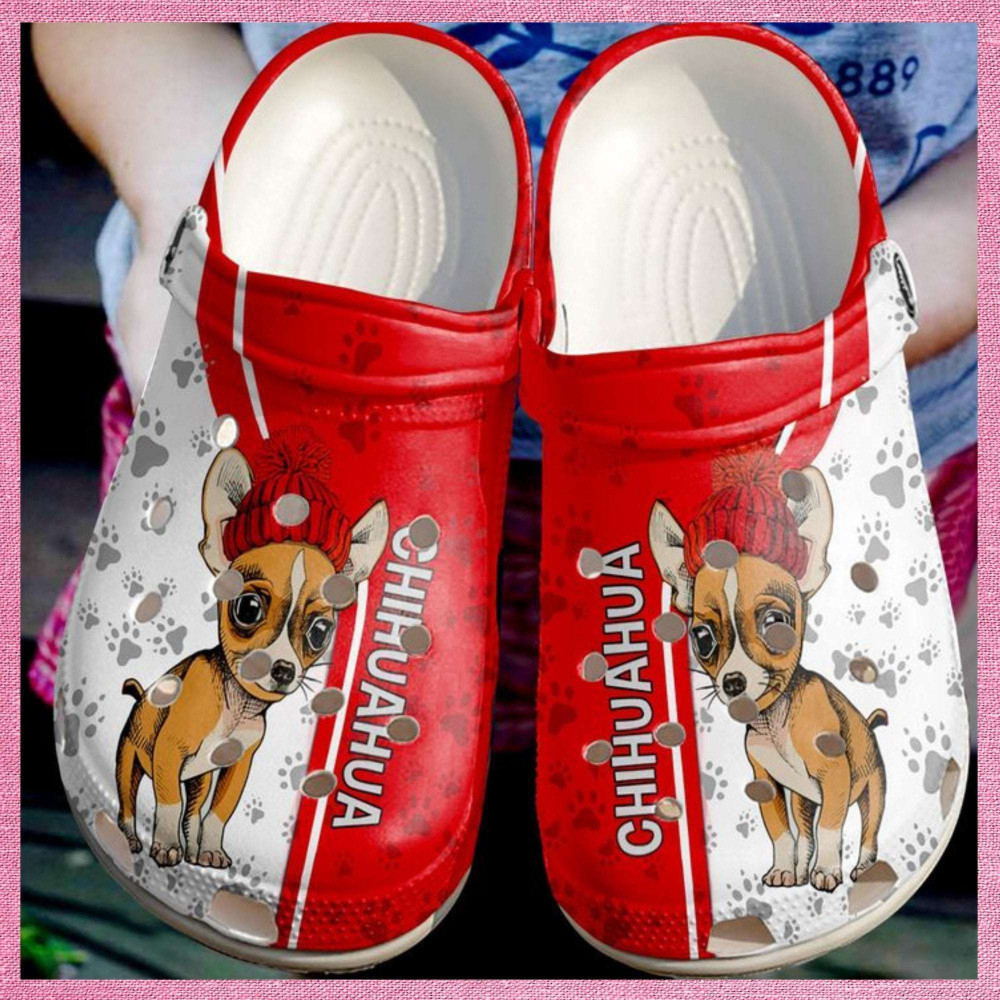 Chihuahua Love Red Rubber Crocs Clog Shoes Comfy Footwear