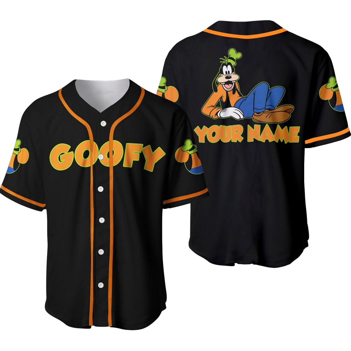 Chilling Goofy Dog Black Disney Unisex Cartoon Custom Baseball Jersey Personalized Shirt Men Women
