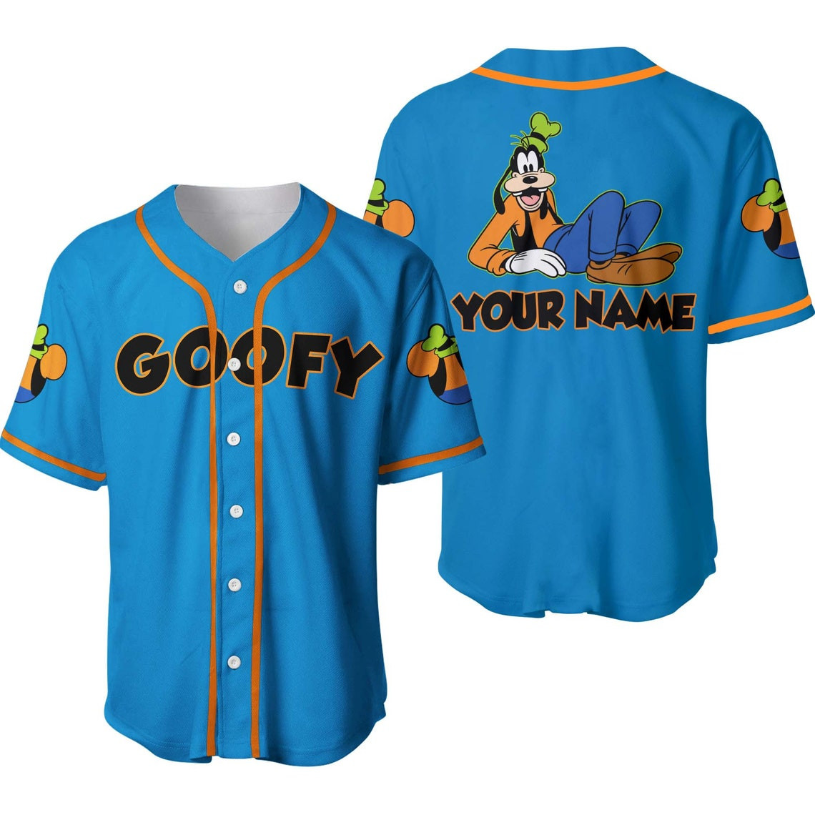 Chilling Goofy Dog Blue Disney Unisex Cartoon Custom Baseball Jersey Personalized Shirt Men Women