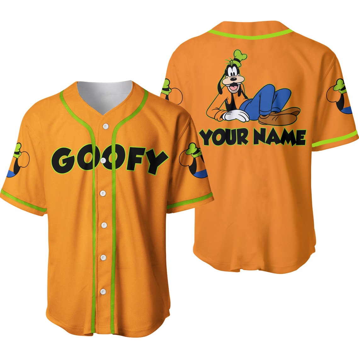 Chilling Goofy Dog Orange Disney Unisex Cartoon Custom Baseball Jersey Personalized Shirt Men Women
