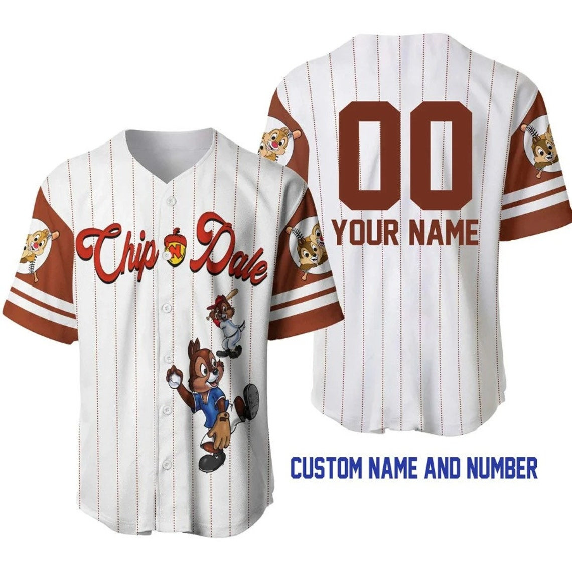 Chip n Dale Personalized Baseball Jersey Disney Cartoon Custom Baseball Jersey Personalized Shirt Men Women Kids